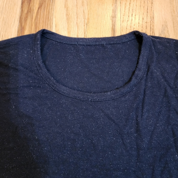 Black shirt tee T-shirt leopard ruffle short sleeves relaxed fit small medium - Picture 5 of 5